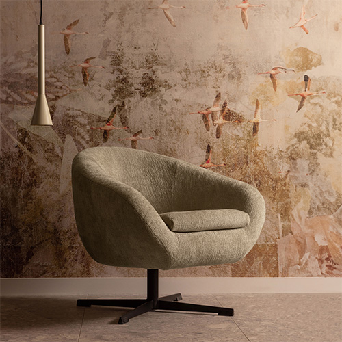 Fauteuil pivotant en tissu chenille vert pistache - Desert