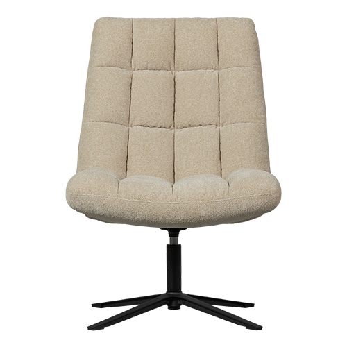 Fauteuil pivotant en tissu bouclé beige - Job