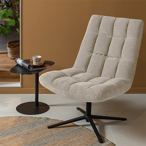 Fauteuil pivotant en tissu bouclé beige - Job