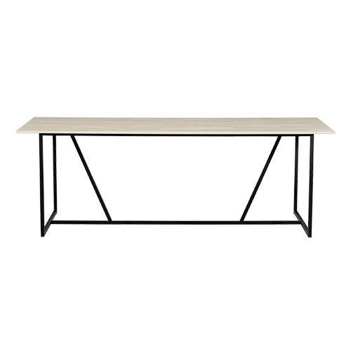 Table à manger rectangulaire 6/8 personnes en bois brossé gris clair FSC 220 cm - Silas