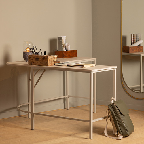 Bureau d'angle naturel/gris clair 135 cm - Mike