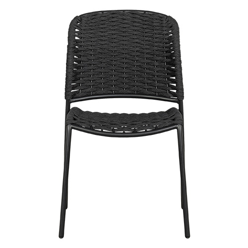 Lot de 2 chaises de jardin sans accoudoirs en corde et aluminium noir - Taku