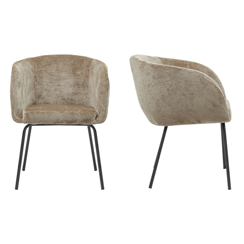 Lot de 2 chaises de salle à manger en tissu chenille Beige - Noelle