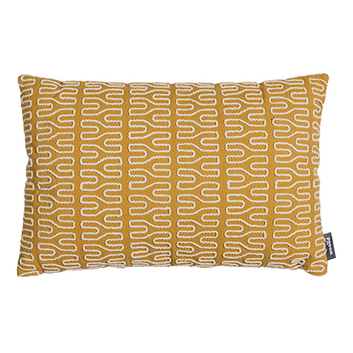 Coussin rectangulaire jaune moutarde avec broderie 40x60cm - Nima