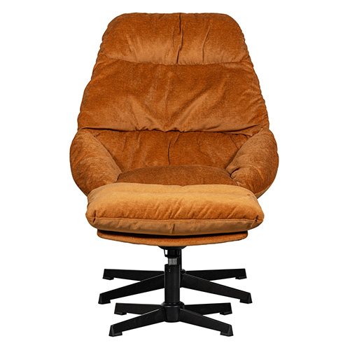 Fauteuil de relaxation avec repose-pied en tissu chenille rouille - Yaro