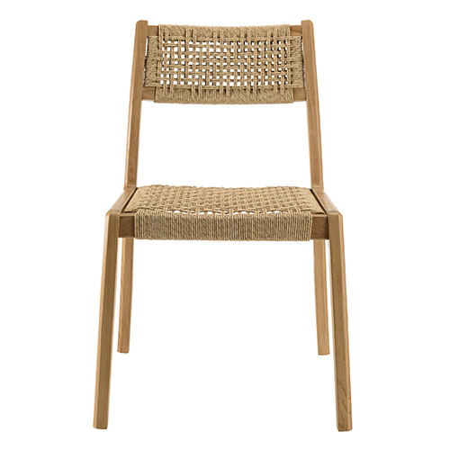 Lot de 2 chaises jardin teck rotin synthétique tressé beige VALERIA