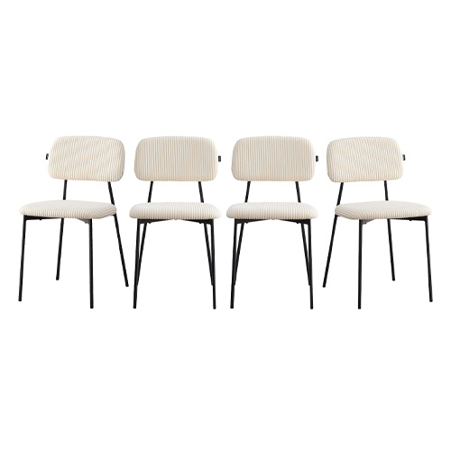 Lot de 4 chaises en velours côtelé beige - Lorie