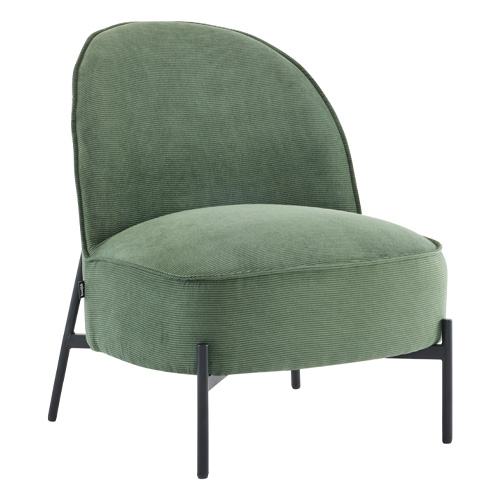 Fauteuil en velours côtelé vert kaki - Basile