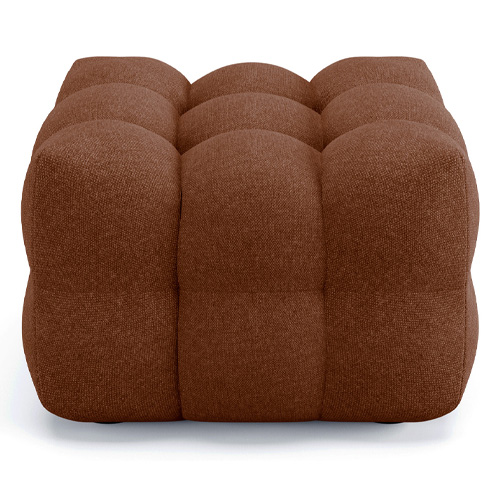 Pouf capitonné en tissu chenille terracotta - Cester