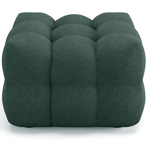 Pouf capitonné en tissu chenille vert - Cester