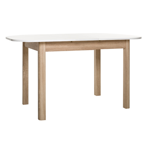 Table à manger extensible blanc/effet chêne 4/6 personnes 120/160 cm - Tori