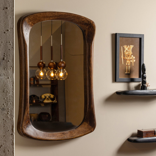 Miroir avec cadre en bois noyer - Gliterring