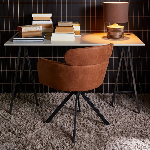 Fauteuil de table pivotant en simili cognac - Fenne