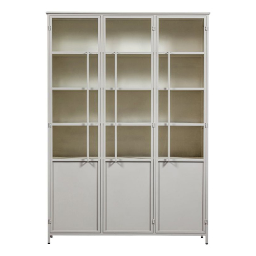 Vaisselier 3 portes en métal beige sable 142 cm - Exhibit