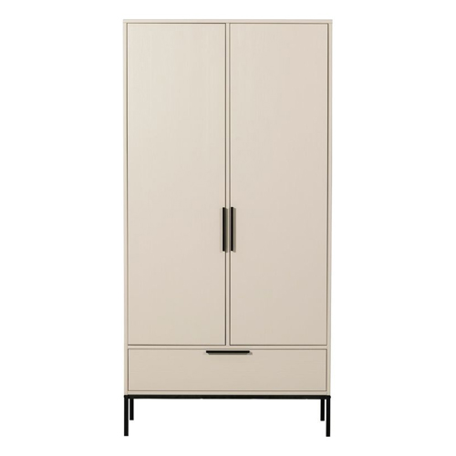 Armoire 2 portes 1 tiroir en bois FSC beige 100 cm - Adam