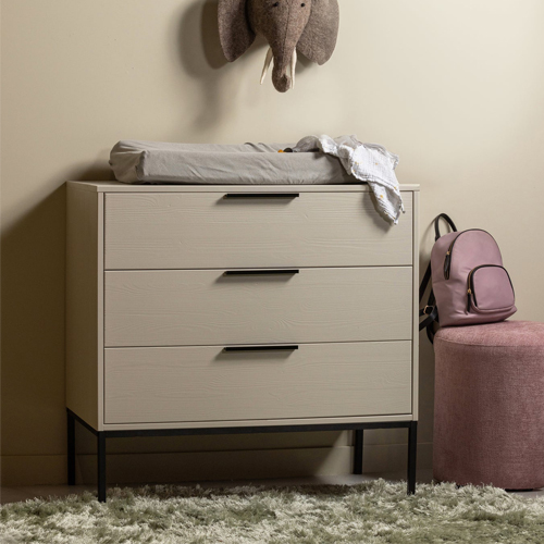 Commode 3 tiroirs en bois FSC beige 94 cm - Adam