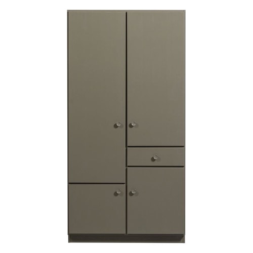 Armoire 4 portes 1 tiroir en bois FSC vert kaki 107 cm - Alfie