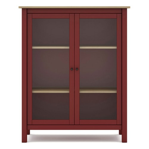 Vaisselier 2 portes en bois massif Rouge 110 cm - Macha