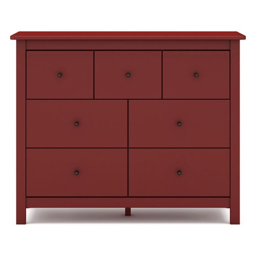 Commode 7 tiroirs en bois massif rouge 110 cm - Macha