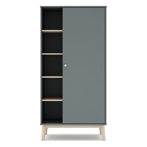 Armoire enfant 1 porte en bois vert kaki 90 cm - Elise