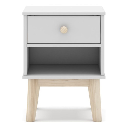 Table de chevet enfant 1 tiroir en bois blanc - Elise