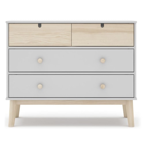 Commode enfant 4 tiroirs en bois blanc 100 cm - Lucy