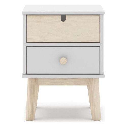 Table de chevet enfant 2 tiroirs en bois blanc - Lucy