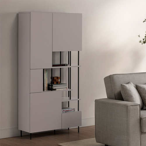 Blibliothèque 5 portes beige H175 cm - Lise