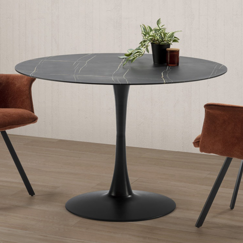 Table à manger ronde noire Ø110xH75 cm - Prima