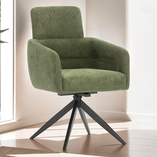 Lot de 2 fauteuils de table pivotants en tissu vert kaki - Alvar