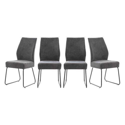 Lot de 4 chaises en velours côtelé gris anthracite - Stuga