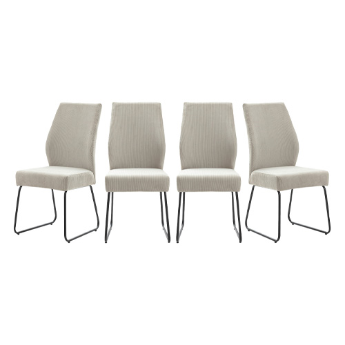 Lot de 4 chaises en velours côtelé gris clair - Stuga