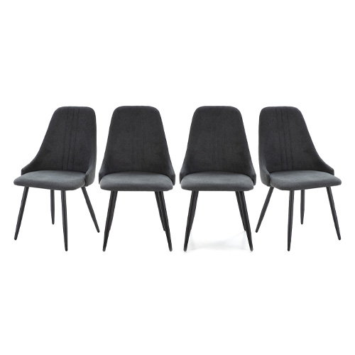 Lot de 4 chaises en tissu gris foncé - Soan
