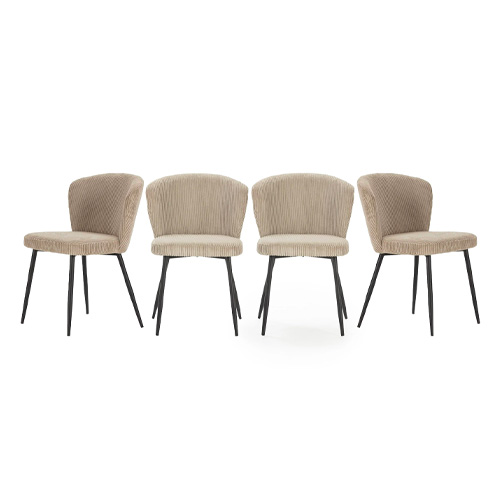 Lot de 4 chaises en velours côtelé beige - Klara