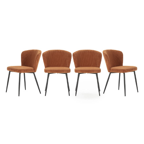 Lot de 4 chaises en velours côtelé rouille - Klara