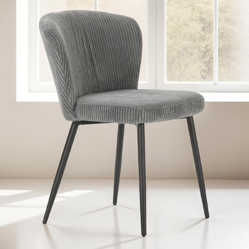 Lot de 4 chaises en velours côtelé gris - Klara