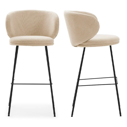 Lot de 2 tabourets de bar en tissu beige - Cocoon
