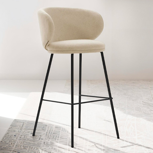 Lot de 2 tabourets de bar en tissu beige - Cocoon