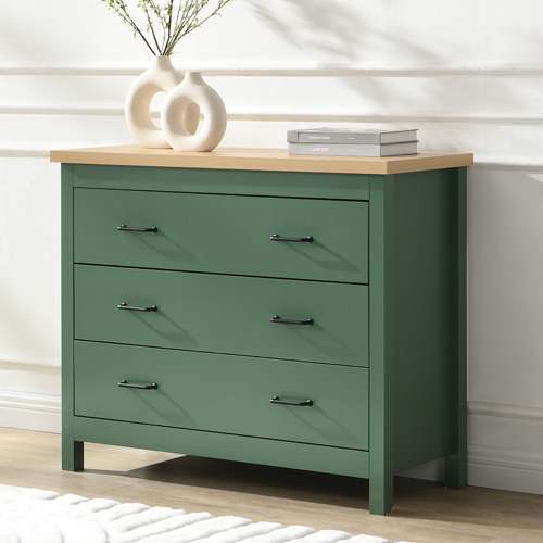 Commode 3 tiroirs verte 100 cm - Sana