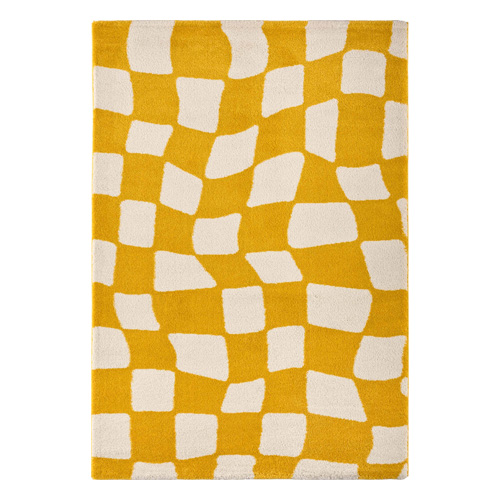 Tapis rétro à damier jaune 160x230 cm - Nahia