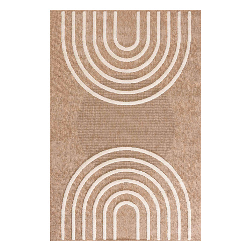 Tapis aspect jute motif arc-de-cercle beige 200x290 cm - Juno