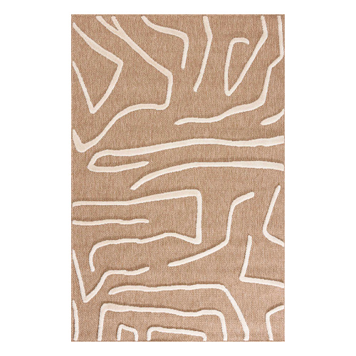 Tapis géométrique abstrait blanc et jute 160x230 cm - Arlo