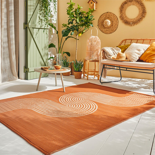 Tapis d’extérieur motif vague terracotta 120x160 cm - Verona