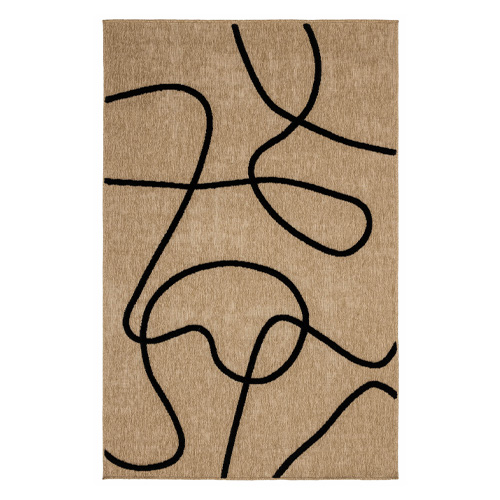 Tapis motif géométrique noir et naturel 80x150 - Sloane