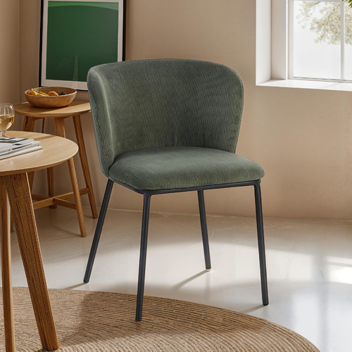 Lot de 2 chaises en velours côtelé vert kaki - Toma