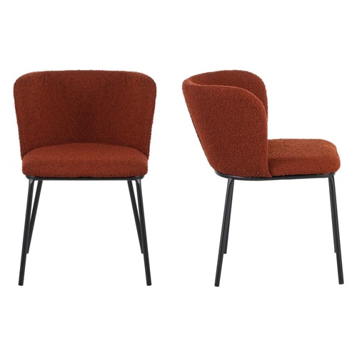 Lot de 2 chaises en tissu bouclé rouille - Toma