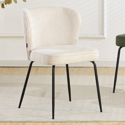 Lot de 2 chaises en velours côtelé beige - Tara