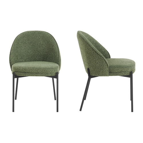 Lot de 2 chaises en tissu bouclé vert kaki - Cloé