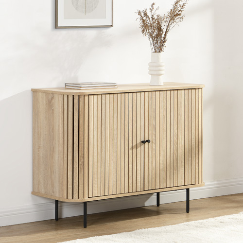 Buffet 2 portes rainurées couleur chêne L106xH78 cm - Solna