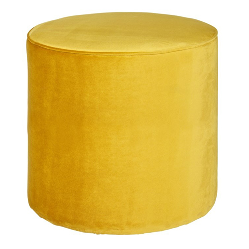 Pouf haut rond en velours ocre - Sara